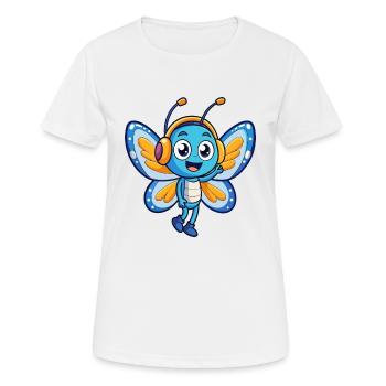 Papillon Drôle Dessin Animé Personnage Casque Musique - T-shirt respirant Femme - blanc - Devant - AI Model Female 172 dark (172cm)