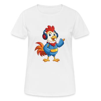 Rooster Funny Cartoon Character Headphone Music - Women's Breathable T-Shirt - white - Front - AI Model Female 172 dark (172cm)