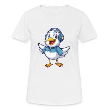 Mouette Funny Cartoon Character Musique de casque - T-shirt respirant Femme - blanc - Devant - AI Model Female 172 dark (172cm)