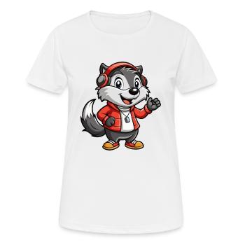 Badger Funny Cartoon Character Headphone Music - Women's Breathable T-Shirt - white - Front - AI Model Female 172 dark (172cm)