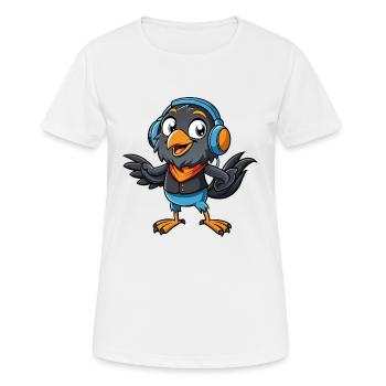 Crow Funny Cartoon Character Headphone Music - Women's Breathable T-Shirt - white - Front - AI Model Female 172 dark (172cm)