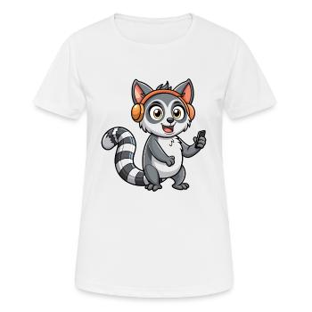 Lemur Funny Cartoon Character Headphone Music - Women's Breathable T-Shirt - white - Front - AI Model Female 172 dark (172cm)