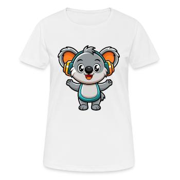 Koala Funny Cartoon Character Musique de casque - T-shirt respirant Femme - blanc - Devant - AI Model Female 172 dark (172cm)