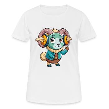 Ram Funny Cartoon Character Headphone Music - Women's Breathable T-Shirt - white - Front - AI Model Female 172 dark (172cm)
