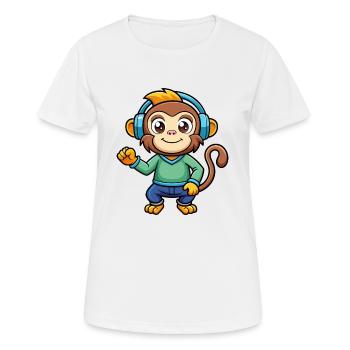 Affe Lustige Zeichentrickfigur Kopfhörer Musik - Frauen T-Shirt atmungsaktiv - Weiß - Vorne - AI Model Female 172 dark (172cm)