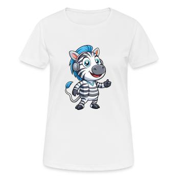 Zebra Lustige Zeichentrickfigur Kopfhörer Musik - Frauen T-Shirt atmungsaktiv - Weiß - Vorne - AI Model Female 172 dark (172cm)