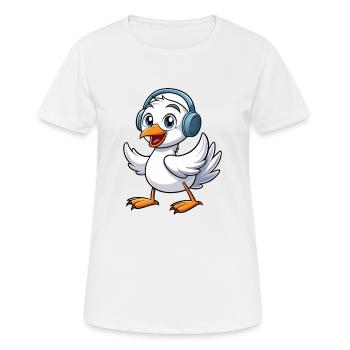 Cygne Drôle Personnage De Dessin Animé Casque Musique - T-shirt respirant Femme - blanc - Devant - AI Model Female 172 dark (172cm)