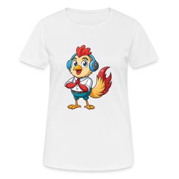 Rooster Funny Cartoon Character Headphone Music - Women's Breathable T-Shirt - white - Front - AI Model Female 172 dark (172cm)