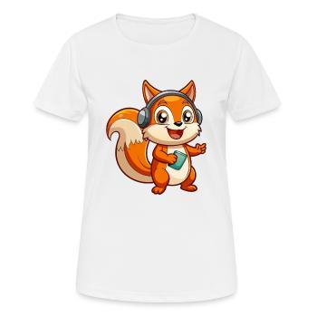Squirrel Funny Cartoon Character Headphone Music - Women's Breathable T-Shirt - white - Front - AI Model Female 172 dark (172cm)