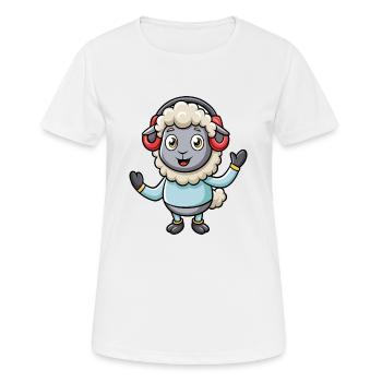 Schaf Lustige Zeichentrickfigur Kopfhörer Musik - Frauen T-Shirt atmungsaktiv - Weiß - Vorne - AI Model Female 172 dark (172cm)
