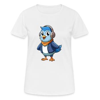 Taube Lustige Zeichentrickfigur Kopfhörer Musik - Frauen T-Shirt atmungsaktiv - Weiß - Vorne - AI Model Female 172 dark (172cm)