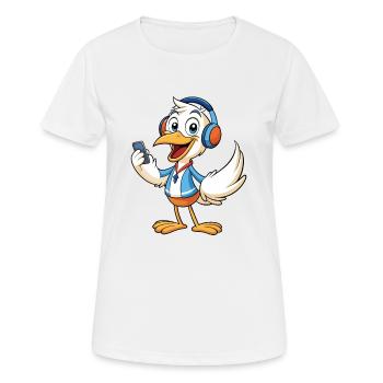 Pelican Funny Cartoon Character Musique de casque - T-shirt respirant Femme - blanc - Devant - AI Model Female 172 dark (172cm)