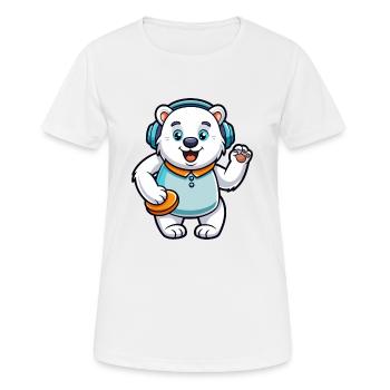 Polar Bear Funny Cartoon Character Headphone Music - Women's Breathable T-Shirt - white - Front - AI Model Female 172 dark (172cm)