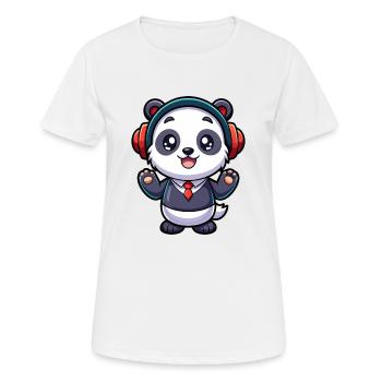 Panda Lustige Zeichentrickfigur Kopfhörer Musik - Frauen T-Shirt atmungsaktiv - Weiß - Vorne - AI Model Female 172 dark (172cm)