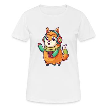 Lama Funny Cartoon Character Casquephone Musique - T-shirt respirant Femme - blanc - Devant - AI Model Female 172 dark (172cm)