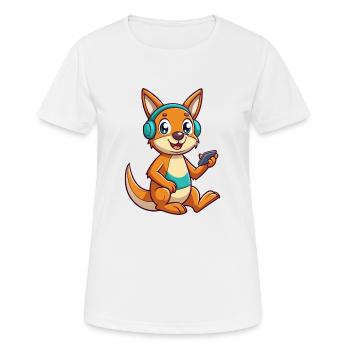 Kangaroo Funny Cartoon Character Headphone Music - Women's Breathable T-Shirt - white - Front - AI Model Female 172 dark (172cm)