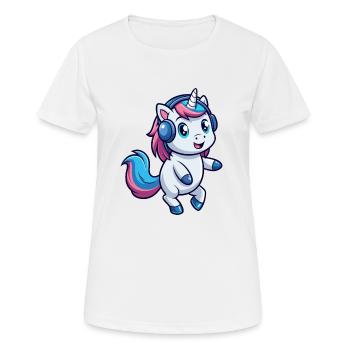 Licorne Funny Cartoon Character Casque Musique - T-shirt respirant Femme - blanc - Devant - AI Model Female 172 dark (172cm)