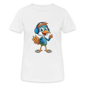 Strauß Lustige Zeichentrickfigur Kopfhörer Musik - Frauen T-Shirt atmungsaktiv - Weiß - Vorne - AI Model Female 172 dark (172cm)