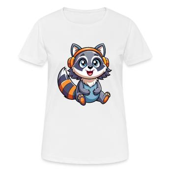 raton laveur drôle de personnage de dessin animé musique de casque - T-shirt respirant Femme - blanc - Devant - AI Model Female 172 dark (172cm)