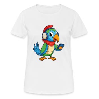 Papagei Lustige Zeichentrickfigur Kopfhörer Musik - Frauen T-Shirt atmungsaktiv - Weiß - Vorne - AI Model Female 172 dark (172cm)