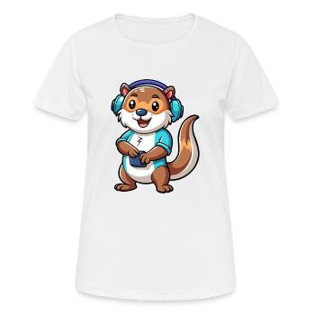 Loutre Funny Cartoon Character Musique de casque - T-shirt respirant Femme - blanc - Devant - AI Model Female 172 dark (172cm)