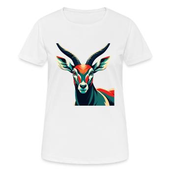 Antilope Zeichentrickfigur Buntes Haustier Tier - Frauen T-Shirt atmungsaktiv - Weiß - Vorne - AI Model Female 172 dark (172cm)