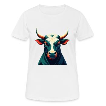 Bull Cartoon Character Colorful Pet Animal - Women's Breathable T-Shirt - white - Front - AI Model Female 172 dark (172cm)