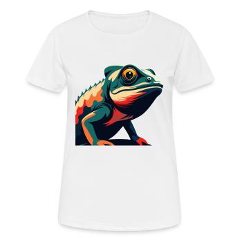 Chameleon Cartoon Character Colorful Pet Animal - Women's Breathable T-Shirt - white - Front - AI Model Female 172 dark (172cm)