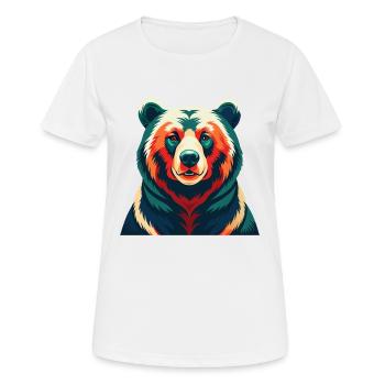 Ours Dessin animé Personnage Animal de compagnie coloré - T-shirt respirant Femme - blanc - Devant - AI Model Female 172 dark (172cm)