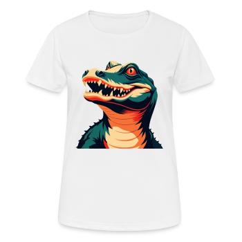 Krokodil Cartoon Figur Buntes Haustier Tier - Frauen T-Shirt atmungsaktiv - Weiß - Vorne - AI Model Female 172 dark (172cm)