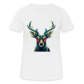 Hirsch Cartoon Figur Buntes Haustier Tier - Frauen T-Shirt atmungsaktiv - Weiß - Vorne - AI Model Female 172 dark (172cm)