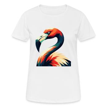 Flamingo Cartoon Character Colorful Pet Animal - Women's Breathable T-Shirt - white - Front - AI Model Female 172 dark (172cm)