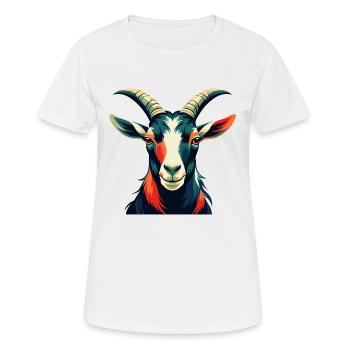 Chèvre Dessin animé Personnage Animal de compagnie coloré - T-shirt respirant Femme - blanc - Devant - AI Model Female 172 dark (172cm)