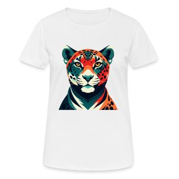 Leopard Cartoon Character Colorful Pet Animal - Women's Breathable T-Shirt - white - Front - AI Model Female 172 dark (172cm)