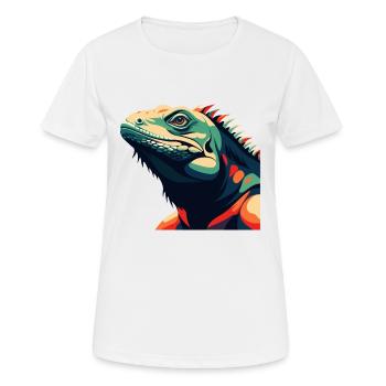 Iguana Cartoon Character Colorful Pet Animal - Women's Breathable T-Shirt - white - Front - AI Model Female 172 dark (172cm)