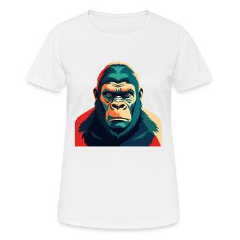 Gorilla Cartoon Figur Buntes Haustier Tier - Frauen T-Shirt atmungsaktiv - Weiß - Vorne - AI Model Female 172 dark (172cm)