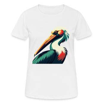 Pélican Dessin animé Personnage Animal de compagnie coloré - T-shirt respirant Femme - blanc - Devant - AI Model Female 172 dark (172cm)