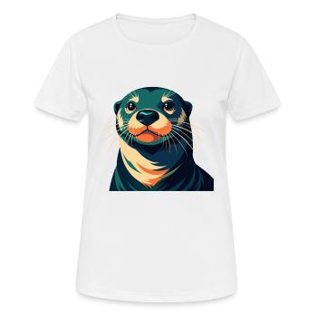 Otter Cartoon Figur Buntes Haustier Tier - Frauen T-Shirt atmungsaktiv - Weiß - Vorne - AI Model Female 172 dark (172cm)