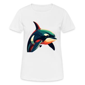 Personnage de dessin animé Orque Animal coloré - T-shirt respirant Femme - blanc - Devant - AI Model Female 172 dark (172cm)