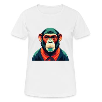 Schimpanse Cartoon Figur Buntes Haustier Tier - Frauen T-Shirt atmungsaktiv - Weiß - Vorne - AI Model Female 172 dark (172cm)
