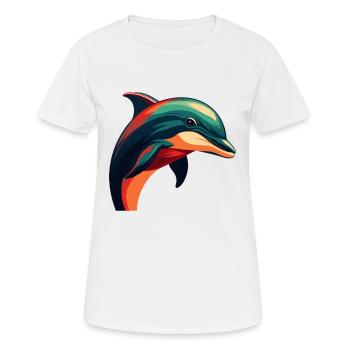 Delfin Cartoon Figur Buntes Haustier Tier - Frauen T-Shirt atmungsaktiv - Weiß - Vorne - AI Model Female 172 dark (172cm)