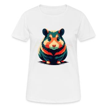 Hamster Cartoon Character Colorful Pet Animal - Women's Breathable T-Shirt - white - Front - AI Model Female 172 dark (172cm)