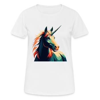 Licorne Dessin animé Personnage Animal de compagnie coloré - T-shirt respirant Femme - blanc - Devant - AI Model Female 172 dark (172cm)