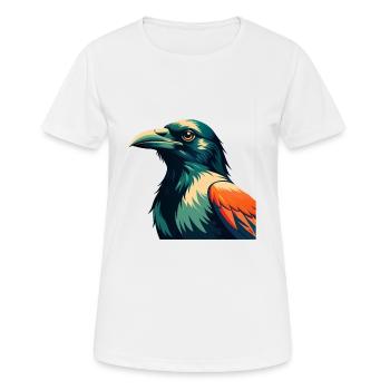 Corbeau Dessin animé Personnage Animal de compagnie coloré - T-shirt respirant Femme - blanc - Devant - AI Model Female 172 dark (172cm)