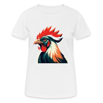 Huhn Cartoon Figur Buntes Haustier Tier - Frauen T-Shirt atmungsaktiv - Weiß - Vorne - AI Model Female 172 dark (172cm)