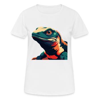 Eidechse Cartoon Figur Buntes Haustier Tier - Frauen T-Shirt atmungsaktiv - Weiß - Vorne - AI Model Female 172 dark (172cm)