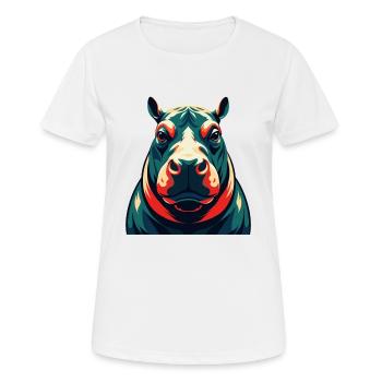 Hippo Cartoon Character Colorful Pet Animal - Women's Breathable T-Shirt - white - Front - AI Model Female 172 dark (172cm)