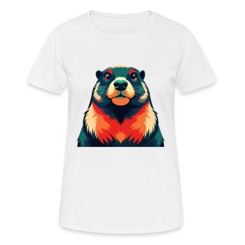 Murmeltier Cartoon Figur Buntes Haustier Tier - Frauen T-Shirt atmungsaktiv - Weiß - Vorne - AI Model Female 172 dark (172cm)