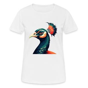 paon dessin animé personnage animal de compagnie coloré - T-shirt respirant Femme - blanc - Devant - AI Model Female 172 dark (172cm)