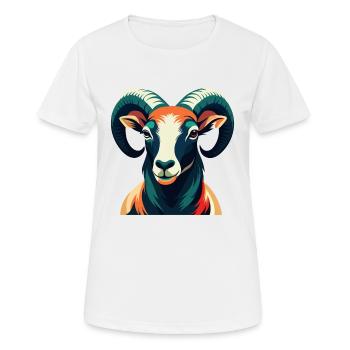 Bélier Dessin animé Personnage Animal de compagnie coloré - T-shirt respirant Femme - blanc - Devant - AI Model Female 172 dark (172cm)